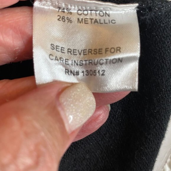 One 7 Six Womens NWT Black Metallic  3/4 Sleeve Knit Top with Draped Back Size 2 - Picture 6 of 11